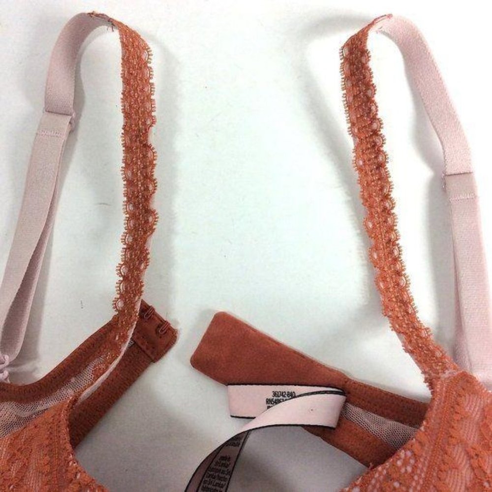 4/$25 Victoria's Secret Bra‎ Lined Demi Lace Burn Orange Womens Sz 34D - Picture 2 of 6